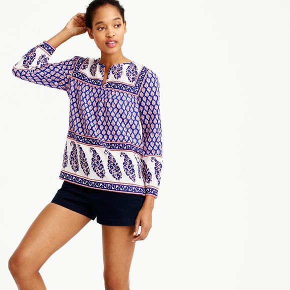 Top Mixed Paisley Print Red White Blue 0 2 4 XS - Picture 2 of 14